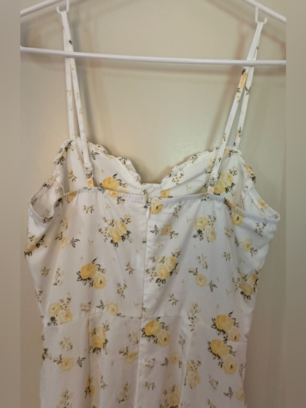 Shein White Yellow Spaghetti Strap Slit Midi Dress - Picture 7 of 10
